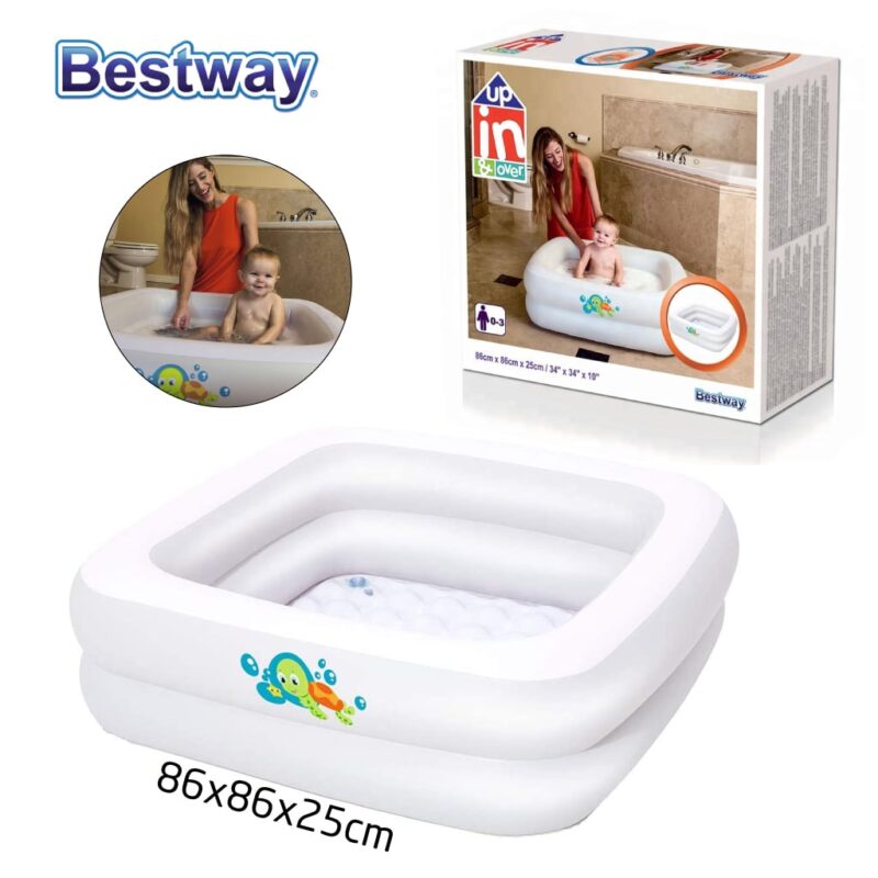 Baignoire Gonflable Carrée à Double Anneau Pour Bébé 86 x 86 x 25 cm